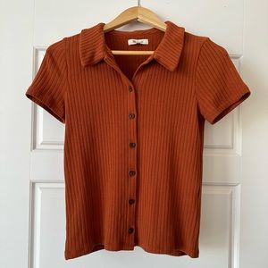 LIKE NEW!! Madewell Rust Orange Button Down Collared Shirt size XS